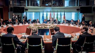 Bundeskanzler Olaf Scholz und Außenministerin Annalena Baerbock empfangen die Staatschefs von Kasachstan, Kirgisistan, Tadschikistan, Turkmenistan und Usbekistan zum Zentralasien-Gipfel im Kanzleramt, 29.09.2023 .
