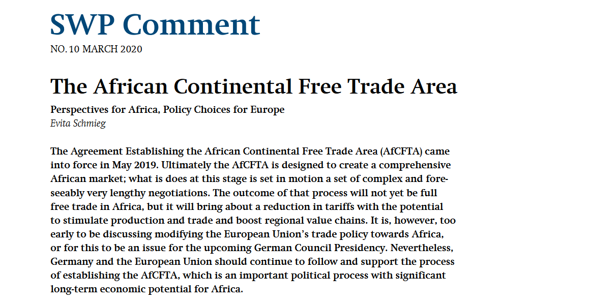 The African Continental Free Trade Area - SWP