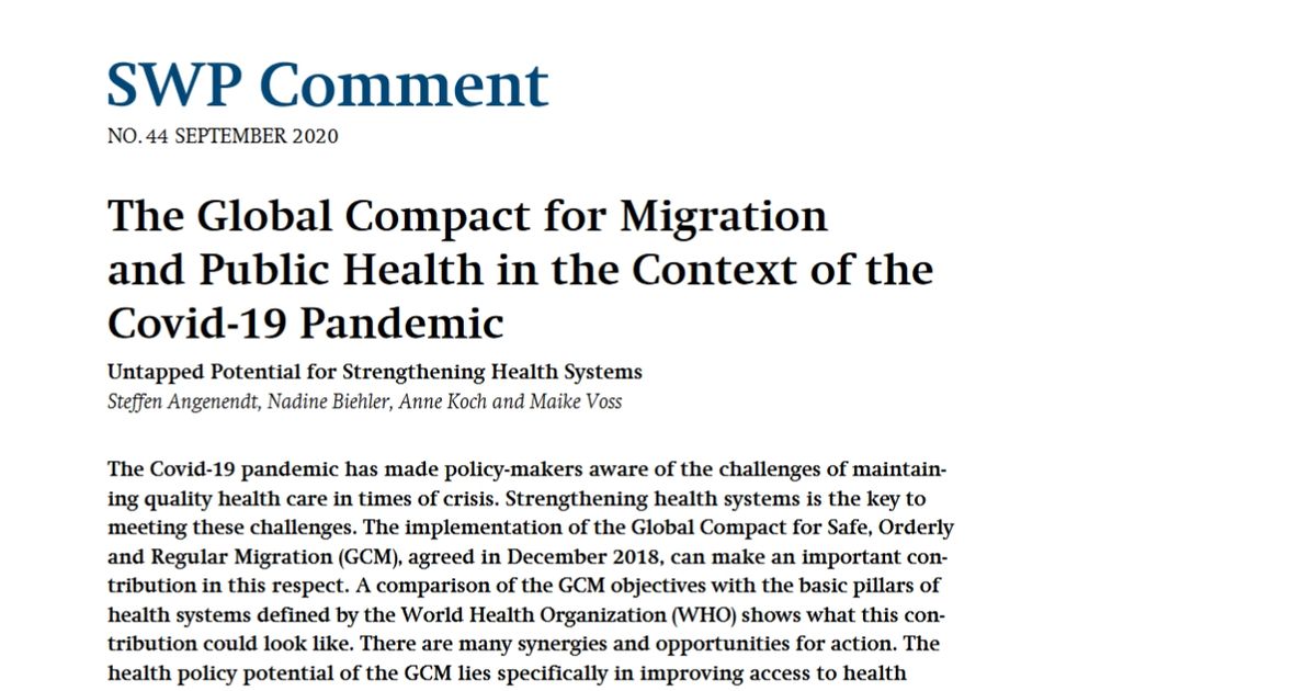 The Global Compact for Migration and Public Health in the Context of ...